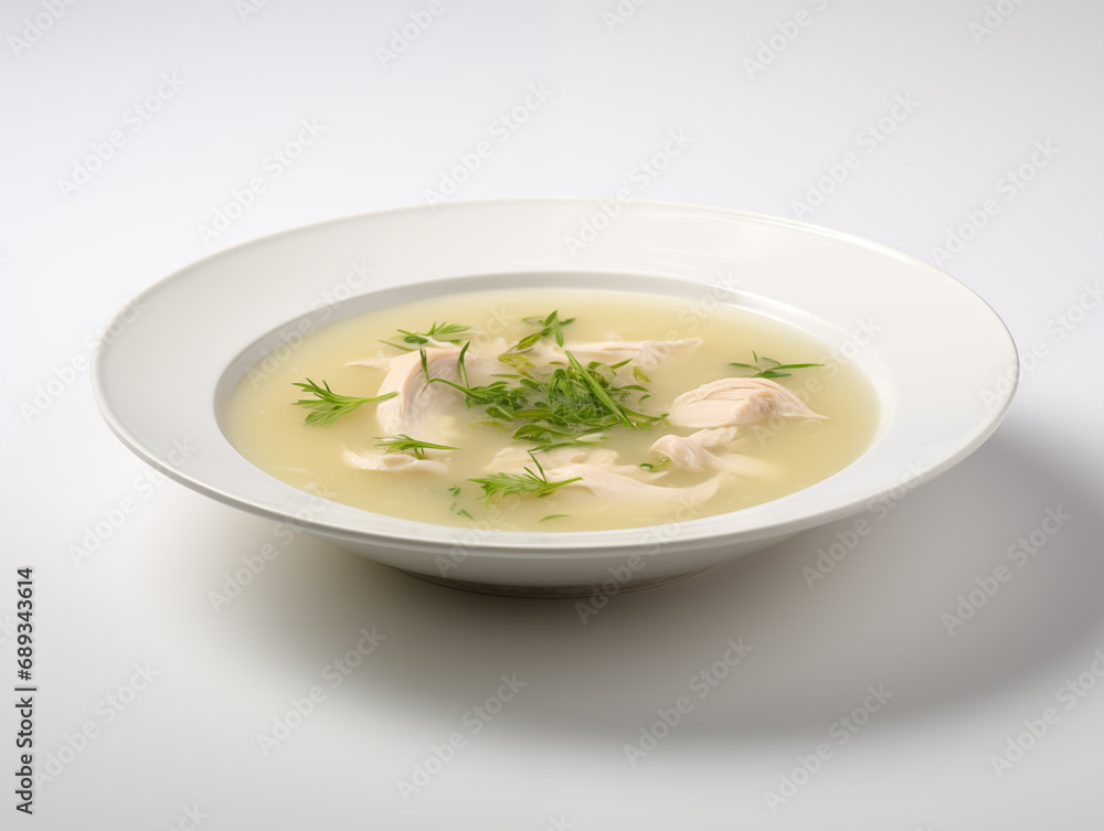 Chicken soup on a plate Chicken soup on a plate