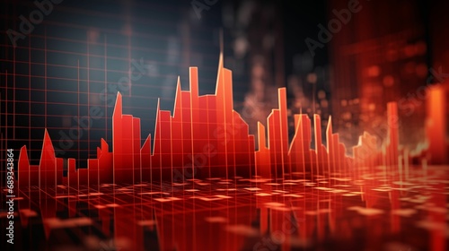 A dynamic economic illustration a red stock market trading graph. photo