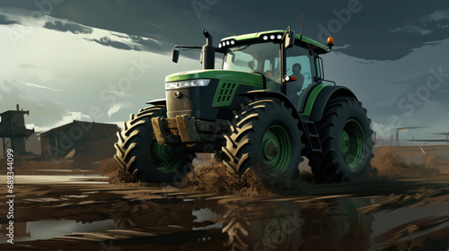 a tractor is plowing a field 
