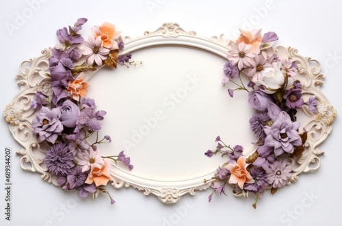 a white frame with flowers to place in the middle,