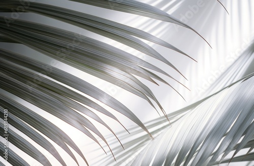 a white image of palms leaf shadows,