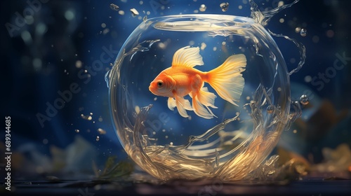 An image of a goldfish in an aquarium. photo
