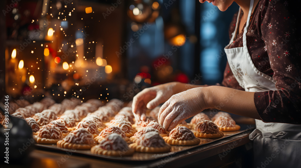 close up woman hands making christmas cookies with mold close up woman hands making christmas cookies with mold