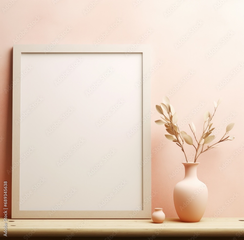 an empty frame with vase and vase on the room an empty frame with vase and vase on the room