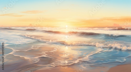beach at sunset with water in the background,