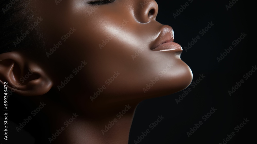 Close up image of a beautiful graceful neck of a female model.