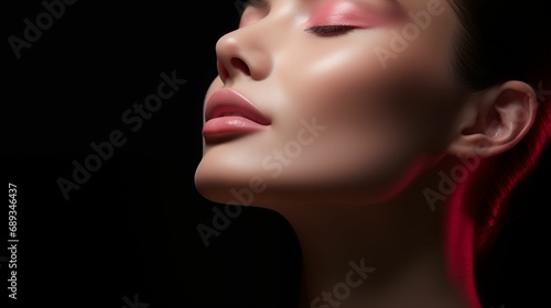 Close up image of a beautiful graceful neck of a female model.