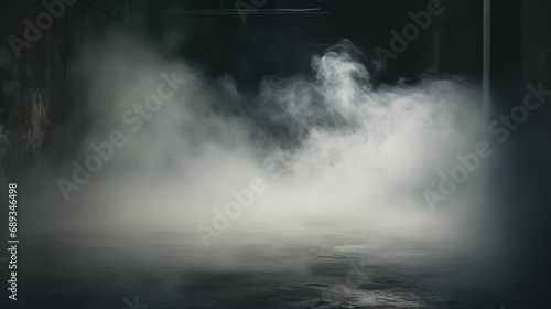 Ethereal smoke over the cement floor.