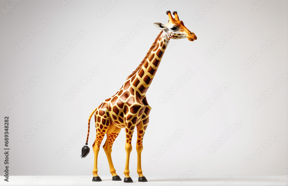anthropomorphic caricature giraffe wearing a chemistry clothing with chemical tools