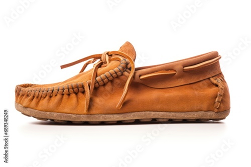 A single moccasin shoes isolated on white background