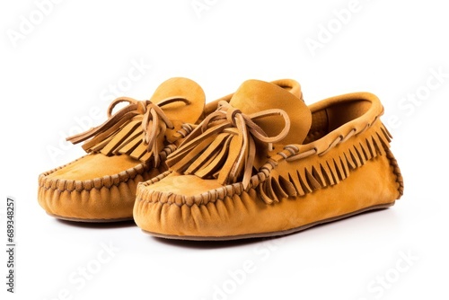 A single moccasin shoes isolated on white background