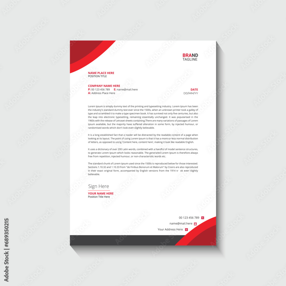 corporate modern letterhead design template with yellow, blue, green and red color. creative modern letter head design template for your project. letterhead, letter head, Business letterhead design