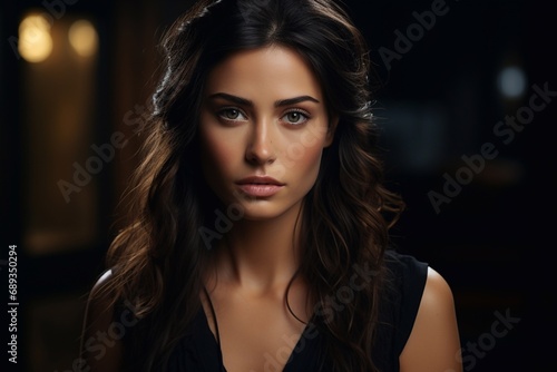 Wallpaper Mural The businesswoman looks into the camera with a serious face. Close-up. Torontodigital.ca