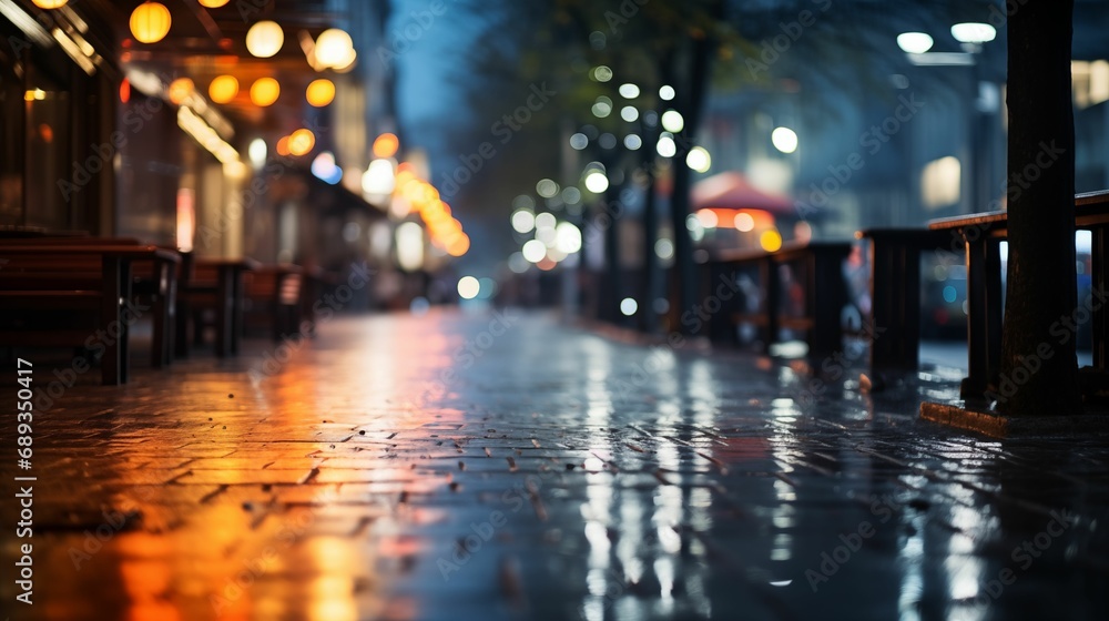Image of Night city street after rain.