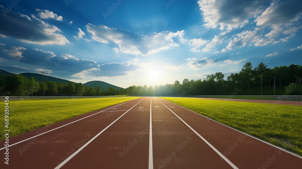 Image of running track, in the glow of natural sunlight. Image of running track, in the glow of natural sunlight.