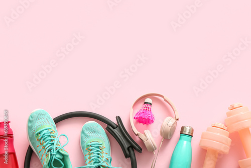 Set of sports equipment wit...