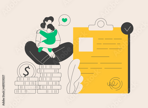 Child benefit abstract concept vector illustration.