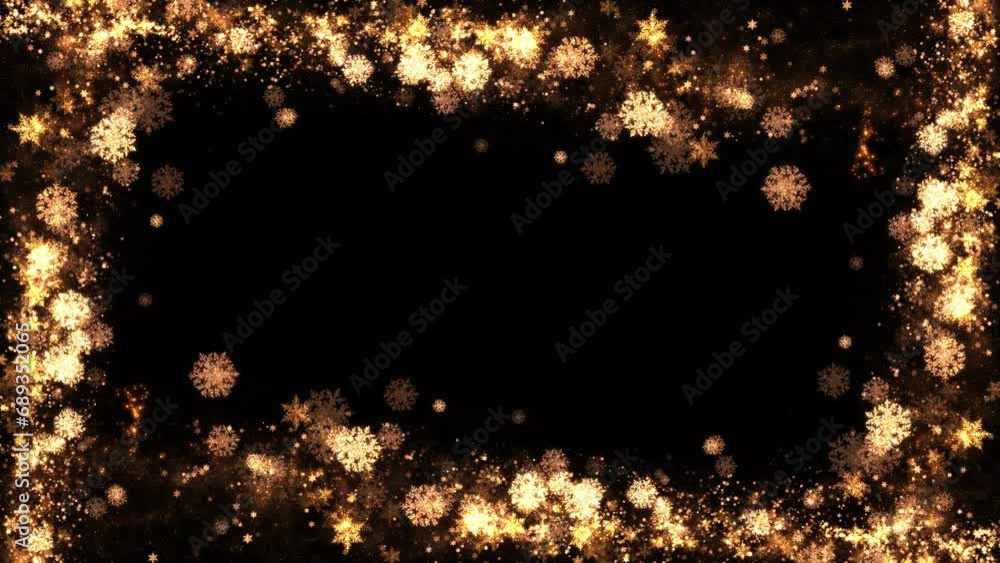 Golden snowflakes and particles animated on Transparent background ...