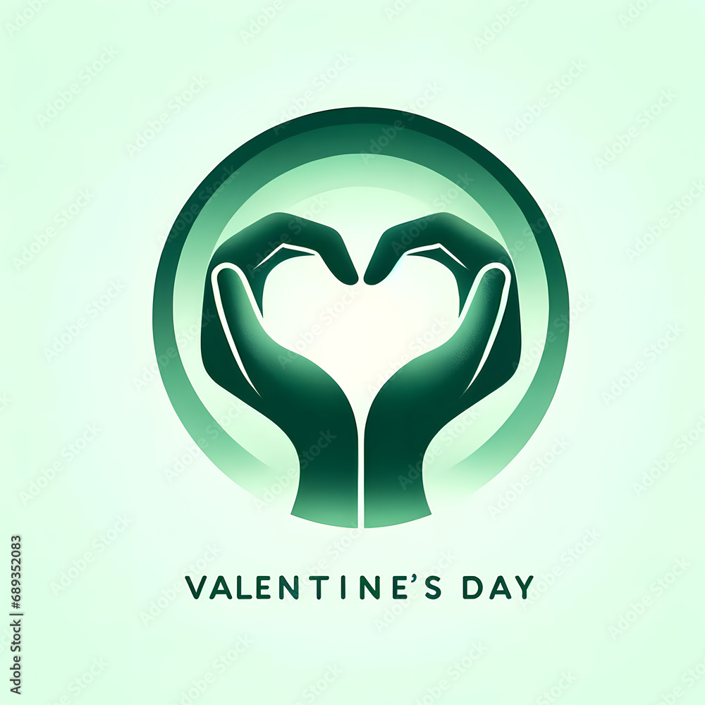 Valentine's Day Heart Hands Silhouette in Soft Green Gradient Valentine's Day Heart Hands Silhouette in Soft Green Gradient