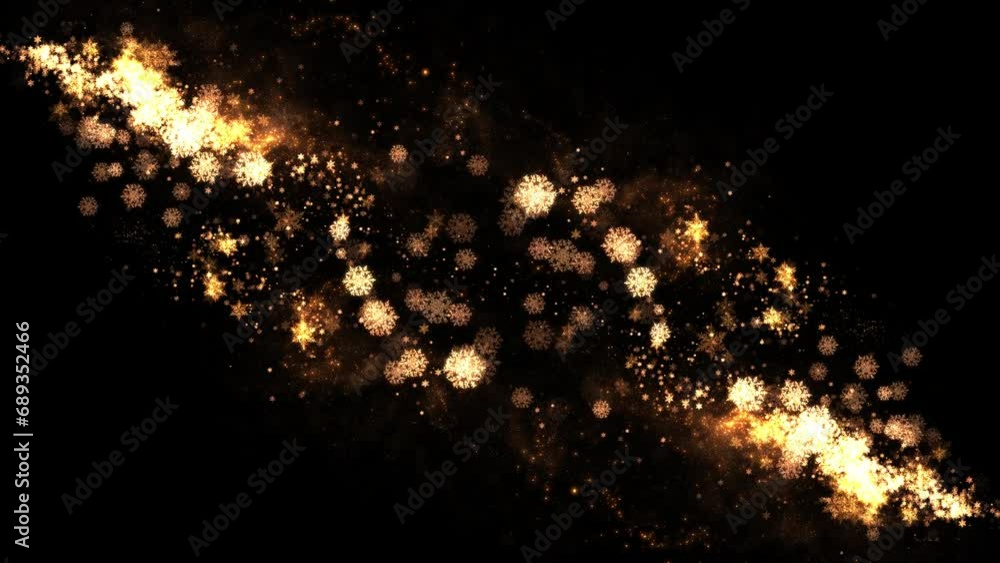 Golden snowflakes and particles animated on Transparent background ...