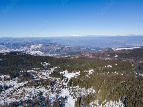 Aerial Winter view of Vitosha Mountain  Bulgaria