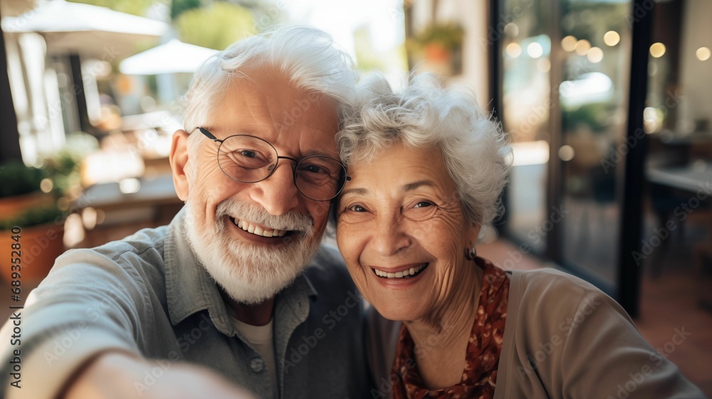 Selfie of a happy and loving elderly couple. Selfie of a happy and loving elderly couple.
