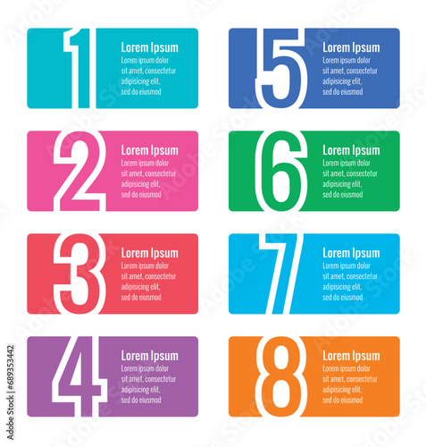 numbers and label template. colorful numbers and colorful cards. eight steps label