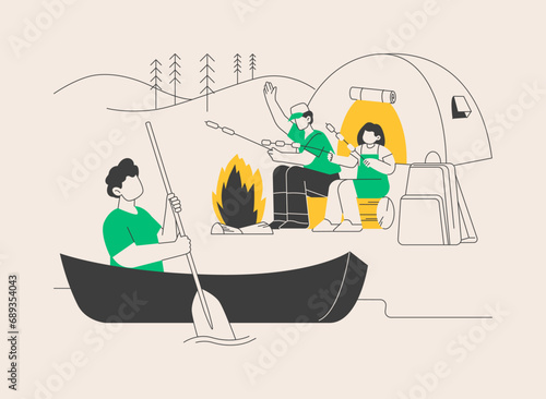 Summer camp abstract concept vector illustration.