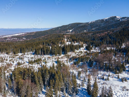 Aerial Winter view of Vitosha Mountain, Bulgaria