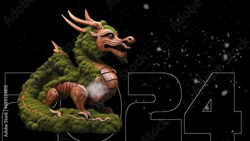 New Year of a Dragon Greeting Motion Card 2024