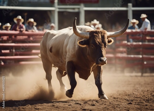 Bucking bull at a rodeo 