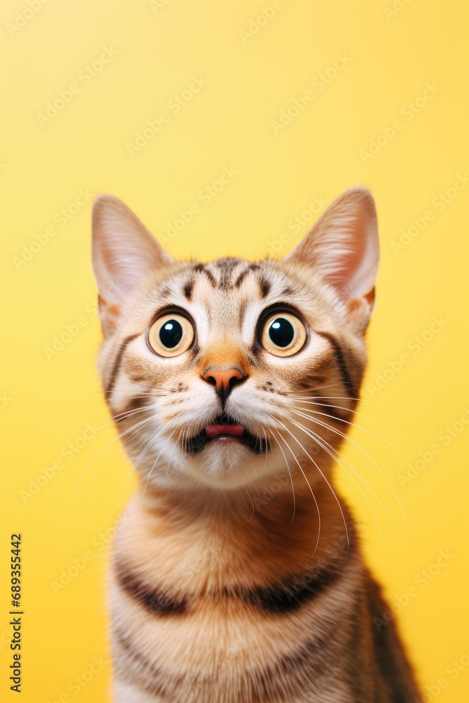 Crazy surprised cat makes big eyes Crazy surprised cat makes big eyes