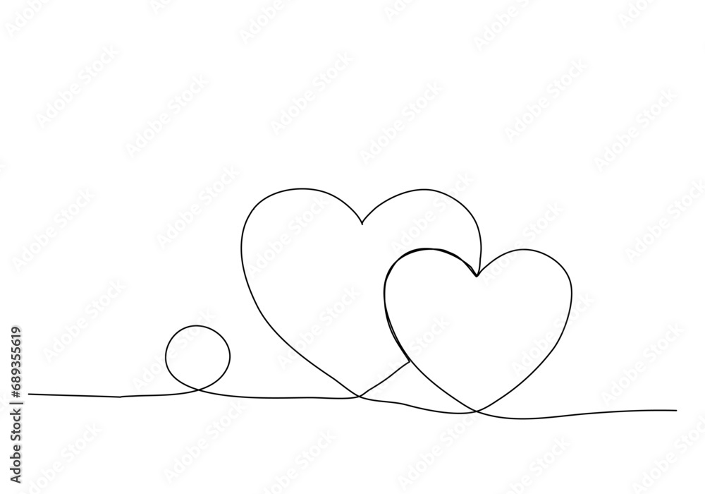 Hearts one line drawing vector illustration. Hearts one line drawing vector illustration.