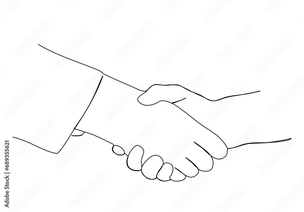 One line drawing handshake, vector illustration. One line drawing handshake, vector illustration.
