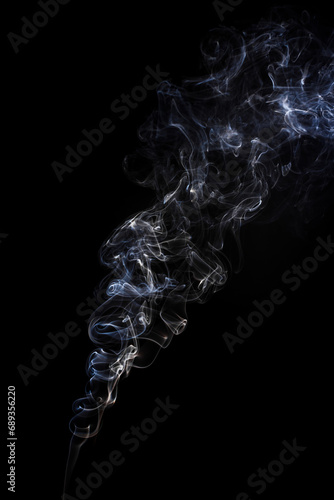 Abstract smoke on black background. Light blue texture. Design element. 