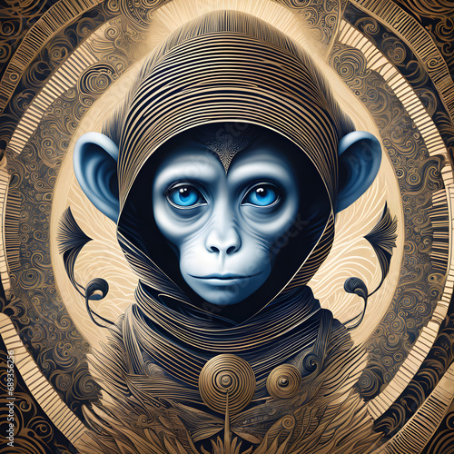 There's something both elegant and strange about Vsilhouette's Monkey Lady. Made with black and white smoky layers, the piece seems to capture the enigmatic quality of its titular subject. The monkey  photo