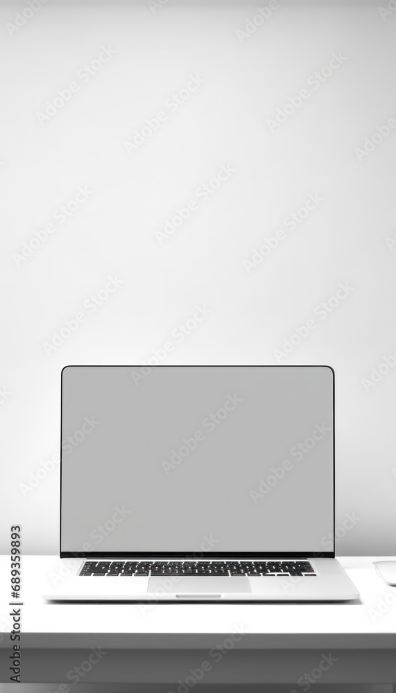 laptop open on a white table, laptop open on a white table,