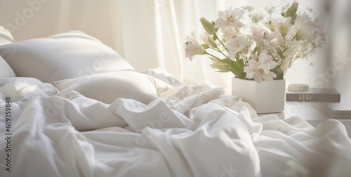 image of a bed with white blankets,