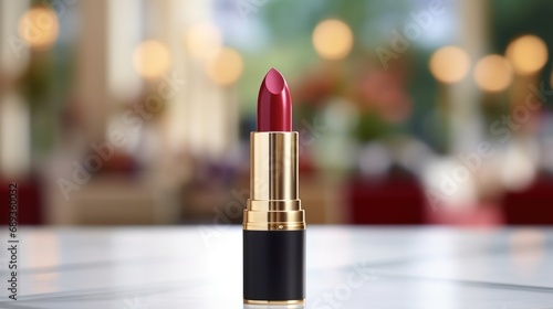 lipstick with blank front, realistic on a mockup template in a table in a lux...