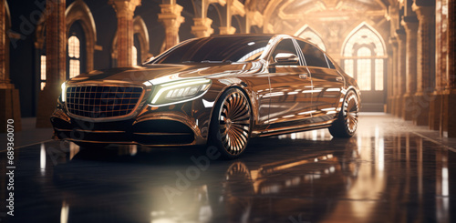 luxury business car in the style of silver and bronze