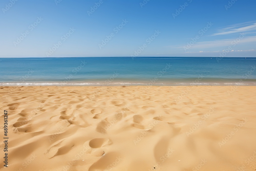 Idyllic golden sandy beach with crystal clear turquoise water glistening under the warm summer sun
