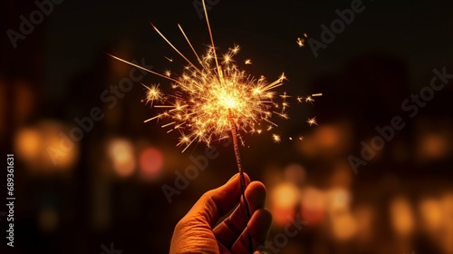 Close-up of a hand holding sparklers for Guy Fawkes Night.