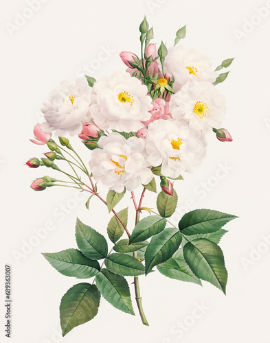 Rose Flower illustration (Rosa Noisettiana) photo