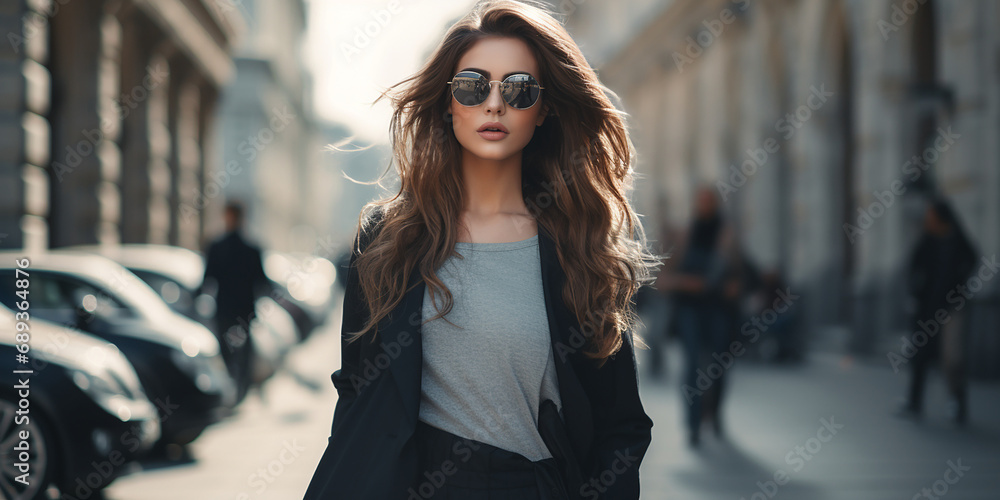 fashion woman walking on the street fashion woman walking on the street