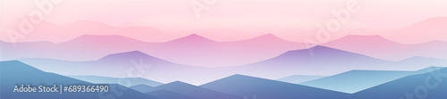 Pastel gradient mountain landscape. Banner image. Generative AI. © Andrii