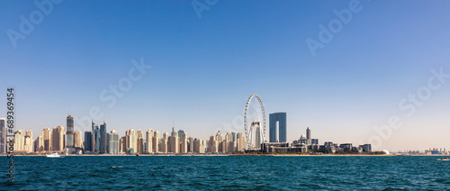 Dubai skyline panoramic  view from the sea