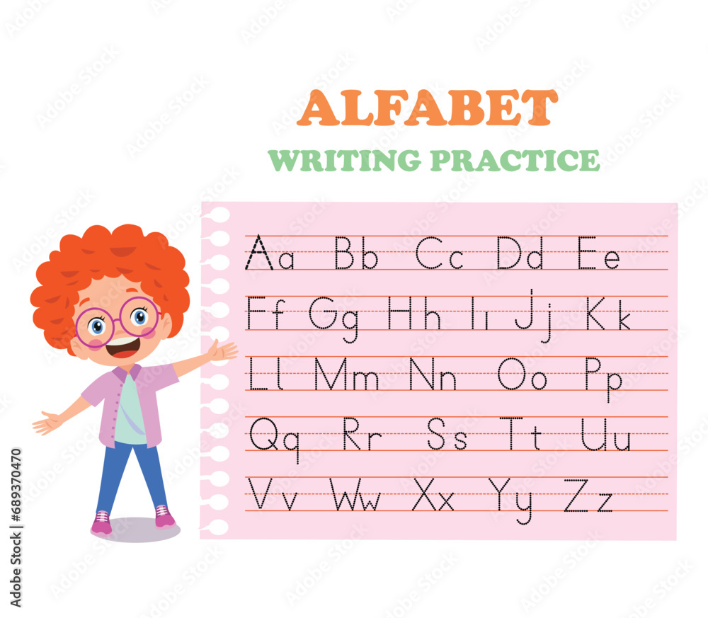 Alphabet letters tracing worksheet with all alphabet letters. Basic writing practice for kindergarten kids Alphabet letters tracing worksheet with all alphabet letters. Basic writing practice for kindergarten kids