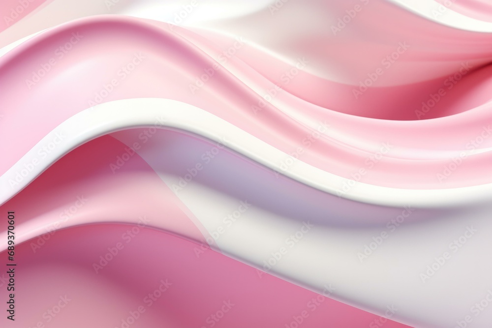 Fototapeta premium A trendy wallpaper with elegant pink and white wavy geometry. Generative AI.