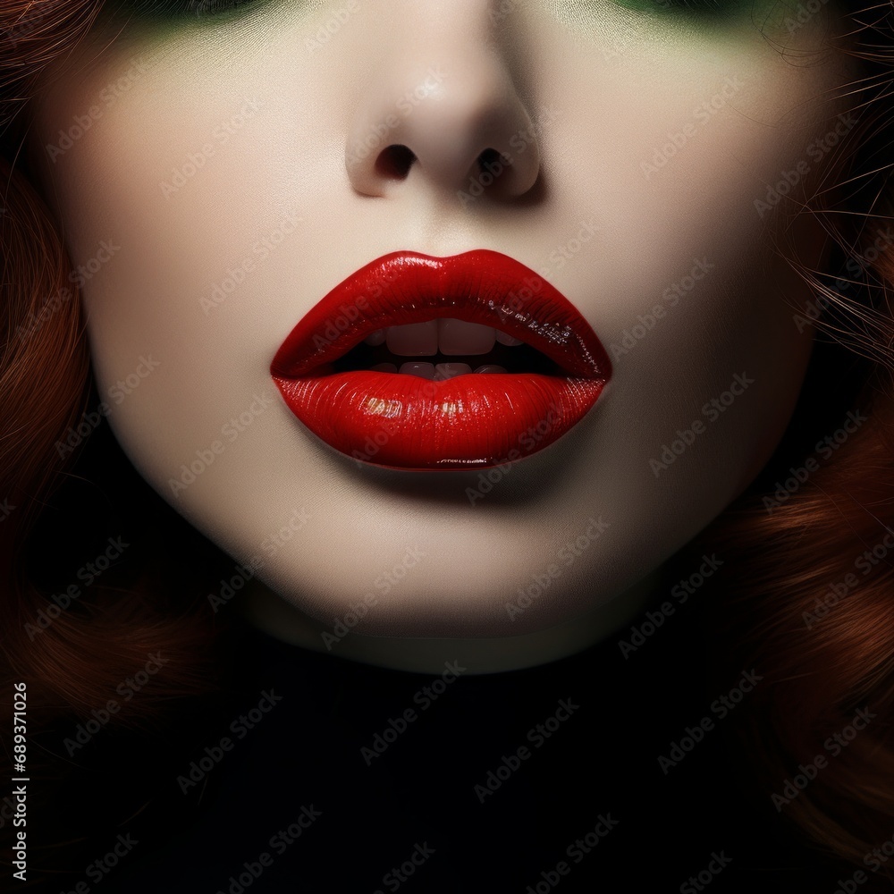 Fototapeta premium supermodel with red plump lips,high quality