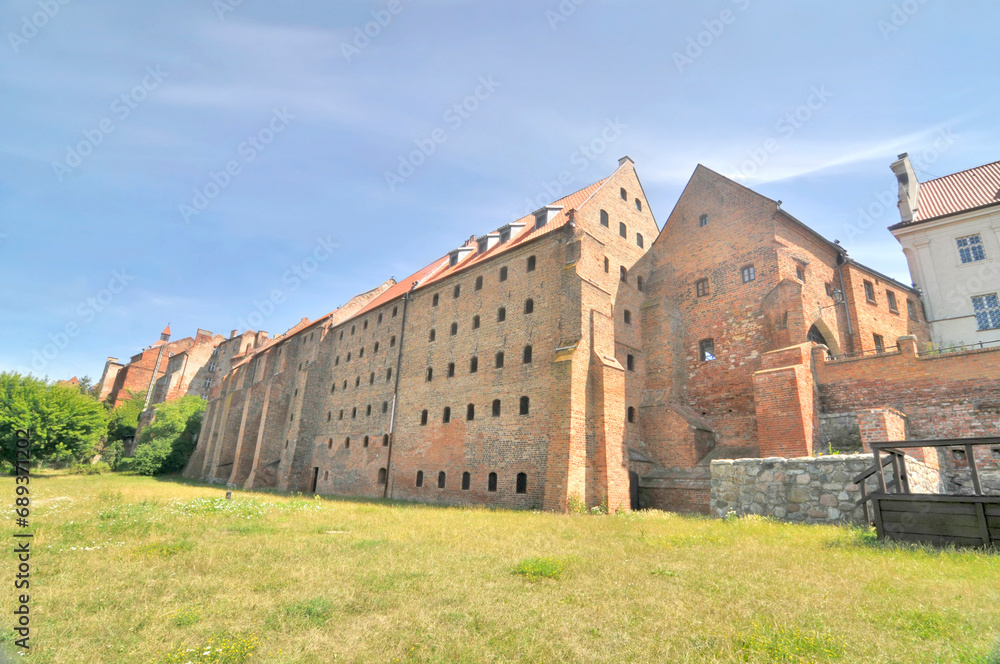 Historic granaries in the coastal city of Grudziądz, Poland